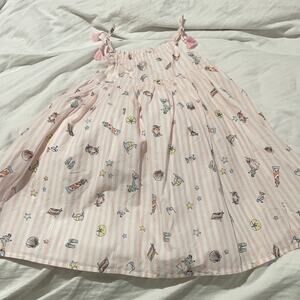 Savanna 4t pink white beach motif sundress lined nwot bow spaghetti straps.